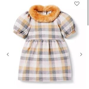 New with tags Janie and Jack faux fur tartan plaid girls dress